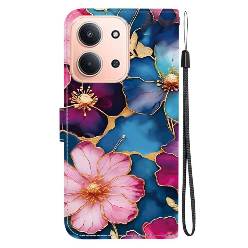 Nahkakotelo Poco C85 Värikkäät Kukat