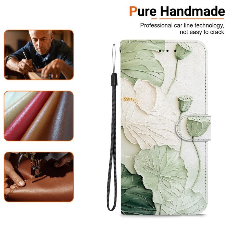 Nahkakotelo Poco C85 Vihreät Kukat