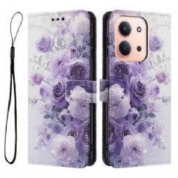 Nahkakotelo Poco C85 Violetit Ruusut