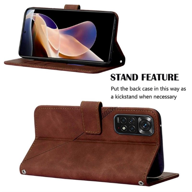 Flip Case Xiaomi Redmi Note 11 / Note 11S Hemming Geometrinen Muotoilu Hihnalla
