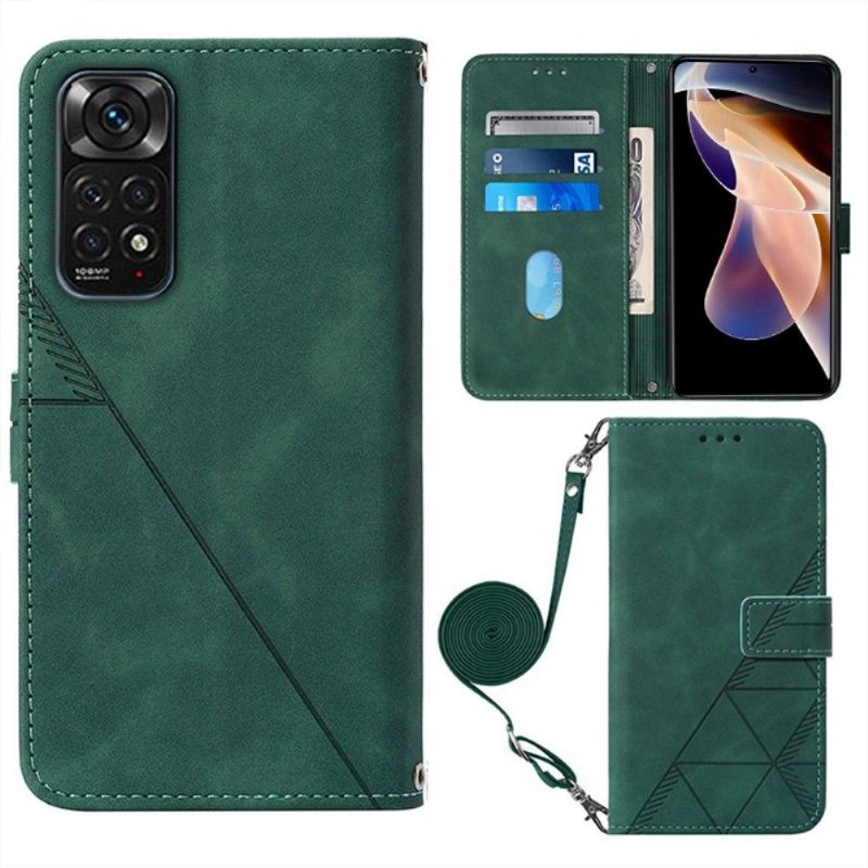 Flip Case Xiaomi Redmi Note 11 / Note 11S Hemming Geometrinen Muotoilu Hihnalla