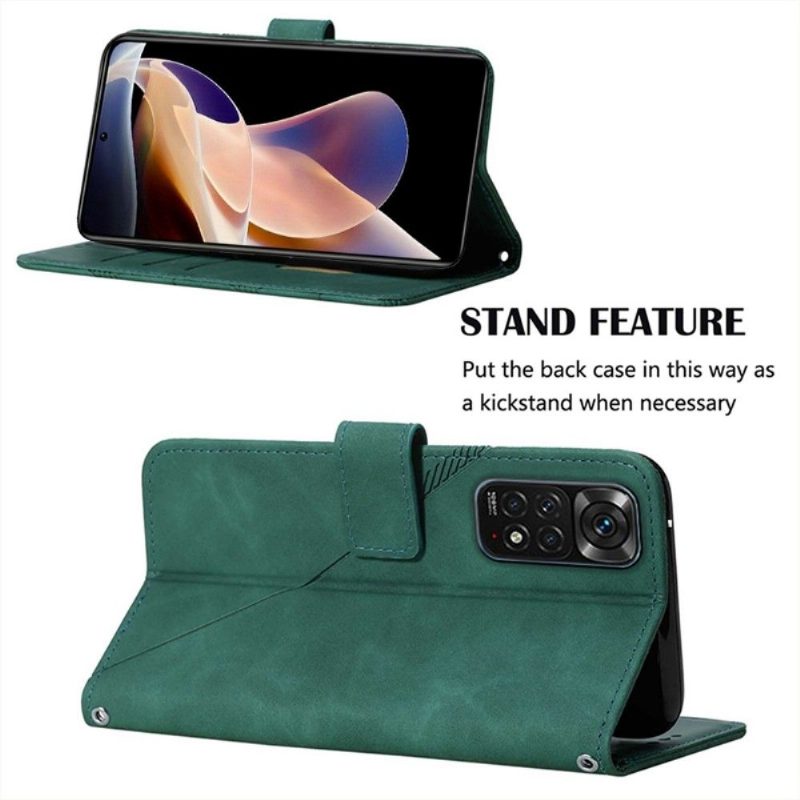 Flip Case Xiaomi Redmi Note 11 / Note 11S Hemming Geometrinen Muotoilu Hihnalla