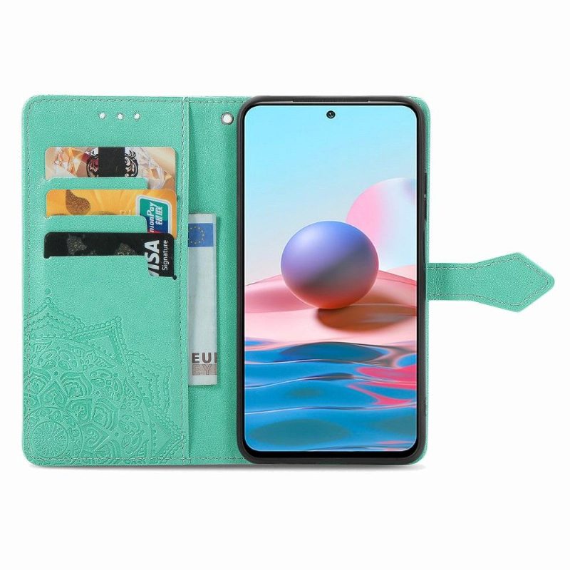 Nahkakotelo Xiaomi Redmi Note 10 Murtumaton Puhelinkuoret Mandala-korttikotelo