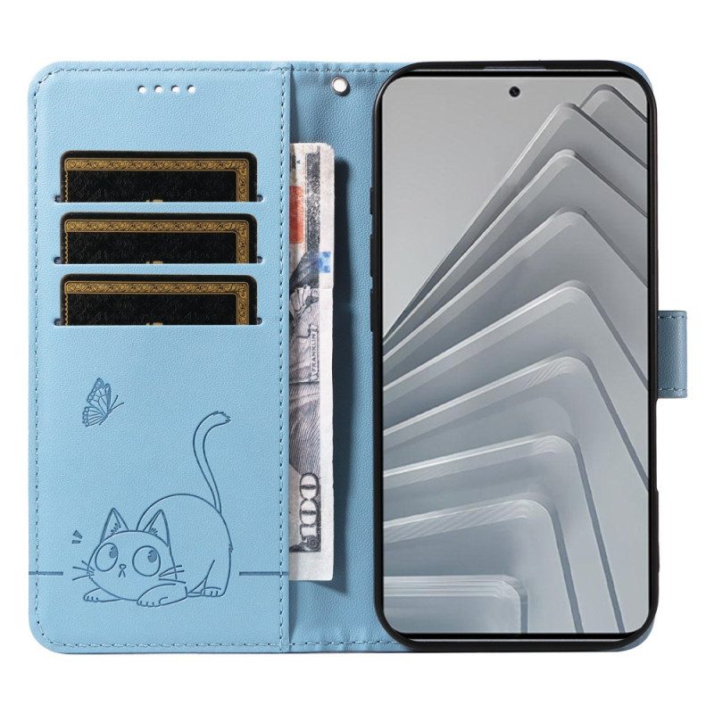 Kotelot Xiaomi Redmi Note 14 4g Puhelinkuoret Hauska Kissa Hihnalla