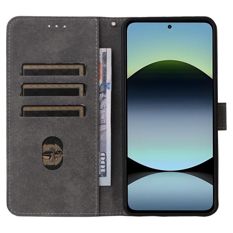 Kotelot Xiaomi Redmi Note 14 4g Puhelinkuoret Rfid-suojattu Mokkanahkakuvio Hihnalla