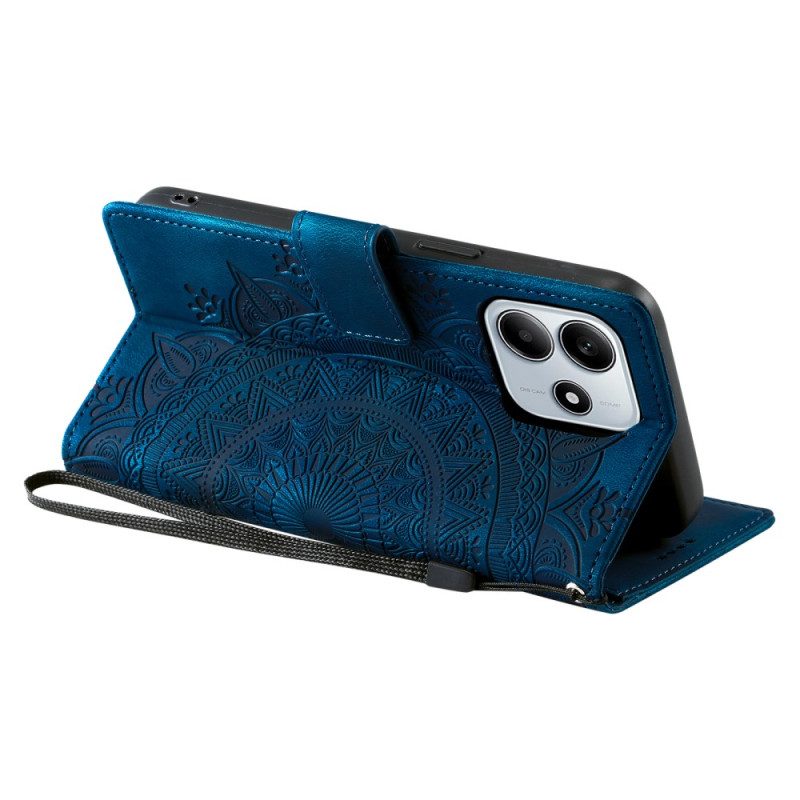 Nahkakotelo Xiaomi Redmi Note 14 4g Mokkanahkaefekti Hihnalla