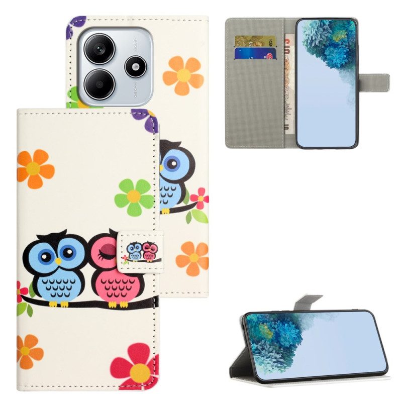 Nahkakotelo Xiaomi Redmi Note 14 4g Pöllöpari