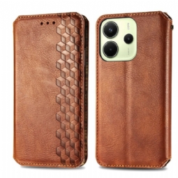 Nahkakotelo Xiaomi Redmi Note 14 4g Vintage-nahkakuvio Timanttikuviolla