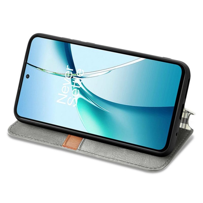 Nahkakotelo Xiaomi Redmi Note 14 4g Vintage-nahkakuvio Timanttikuviolla