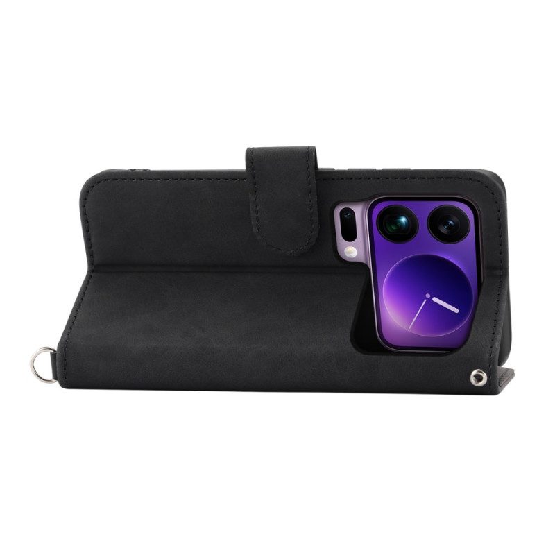 Nahkakotelo Xiaomi 17 Pro Max Pitsi Hihnalla Ja Olkahihnalla