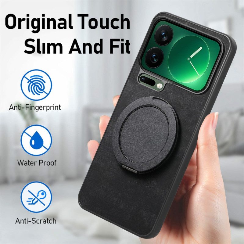 Puhelinkuoret Xiaomi 17 Pro Max Pyörivä Jalusta Ja Retrokuvioinen Nahkakuvio