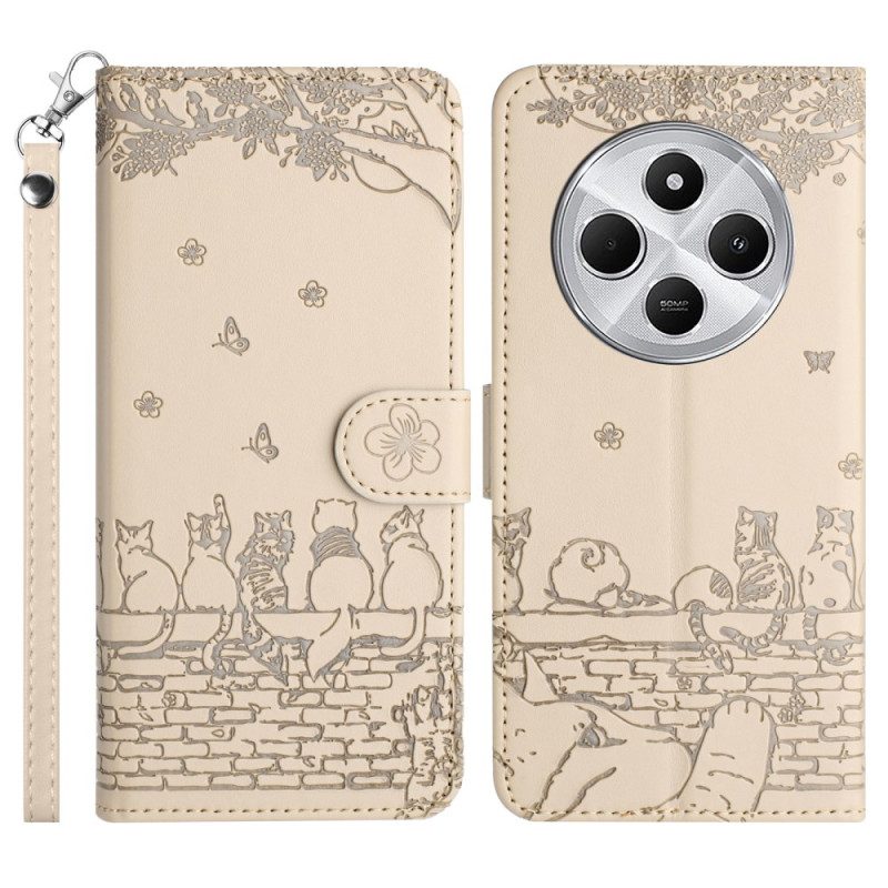 Kotelot Poco C75 Kissat Hihnalla Suojakuori