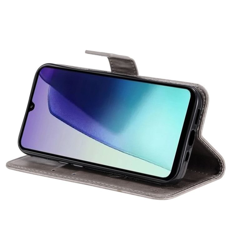 Nahkakotelo Poco C75 Kissa Ja Puu Hihnalla