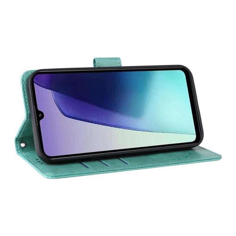 Nahkakotelo Poco C75 Kukkia Ja Perhosia Nauhalla