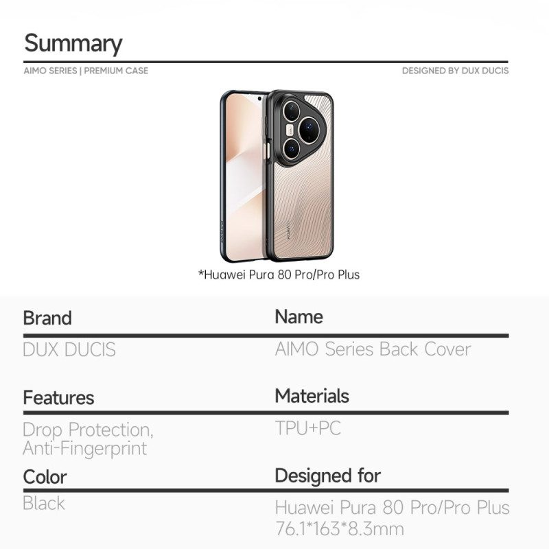 Kuori Huawei Pura 80 Pro Aimo -sarjan Dux Ducis