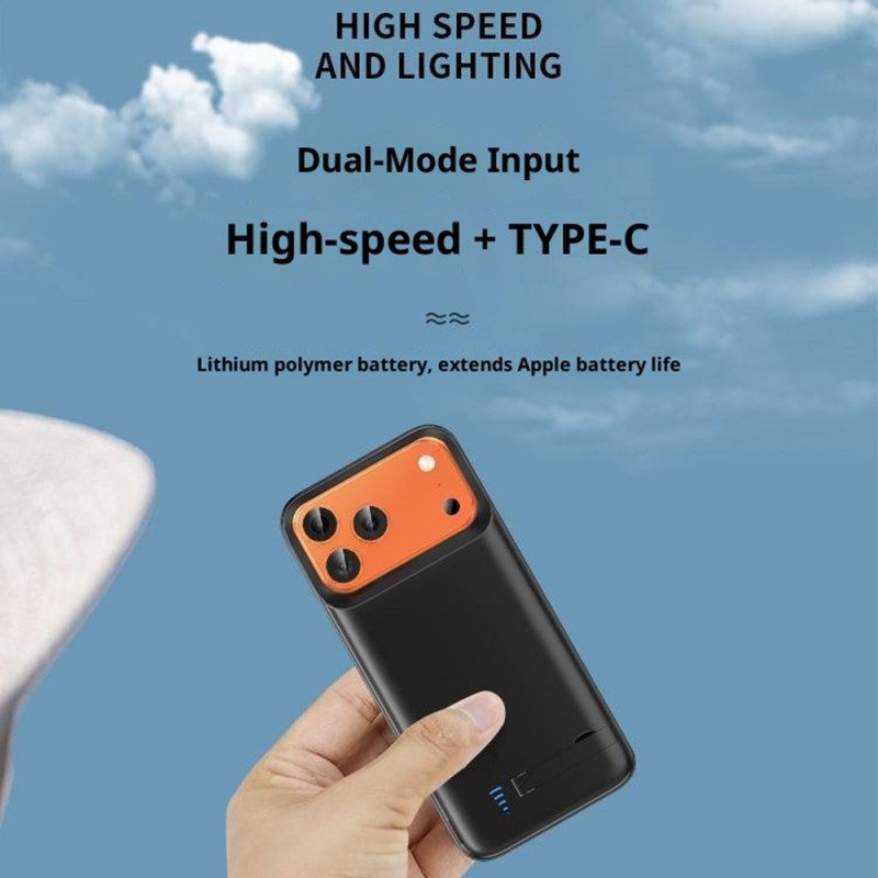 5000 Mah Ulkoinen Akkukotelo iPhone 17 Prolle Sisäänrakennetulla Telineellä