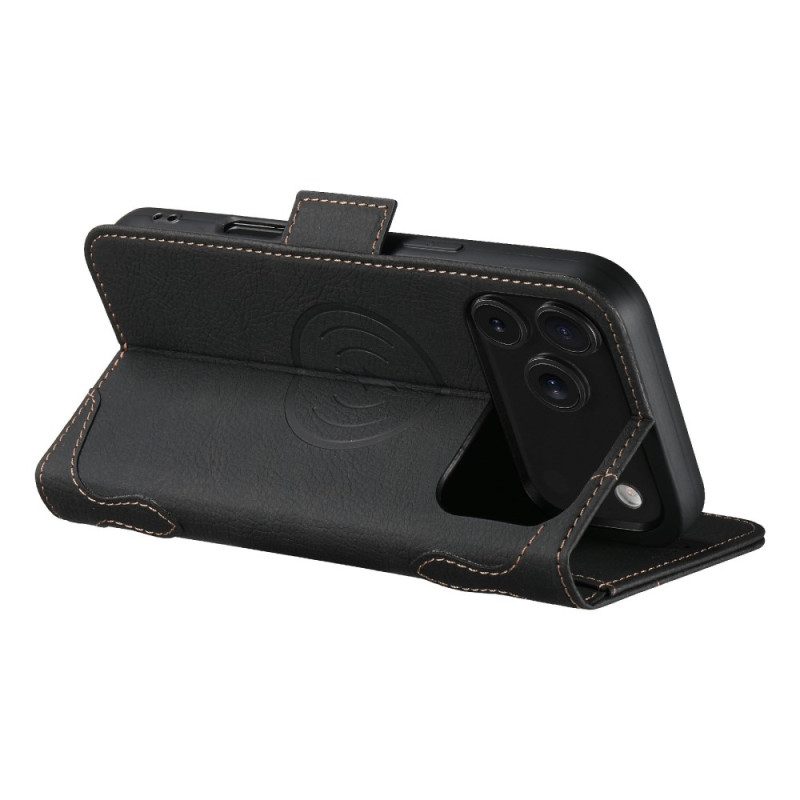 Nahkakotelo iPhone 17 Pro Magsafe-yhteensopiva Litsikuvioinen