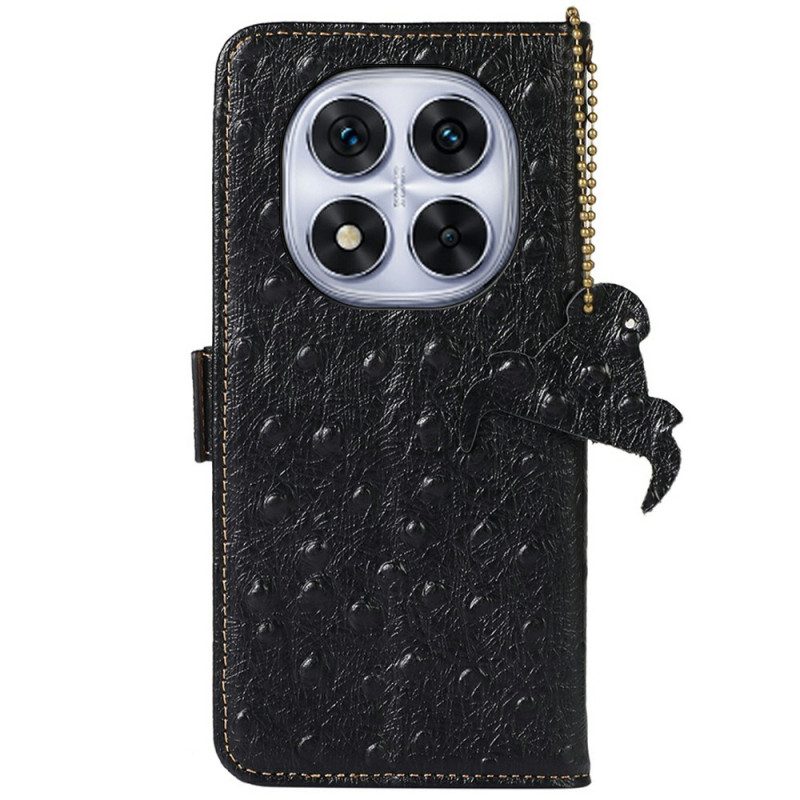 Kotelot Xiaomi Redmi Note 14 Pro 4g Rfid-suojattu Strutsikuvioinen Nahka