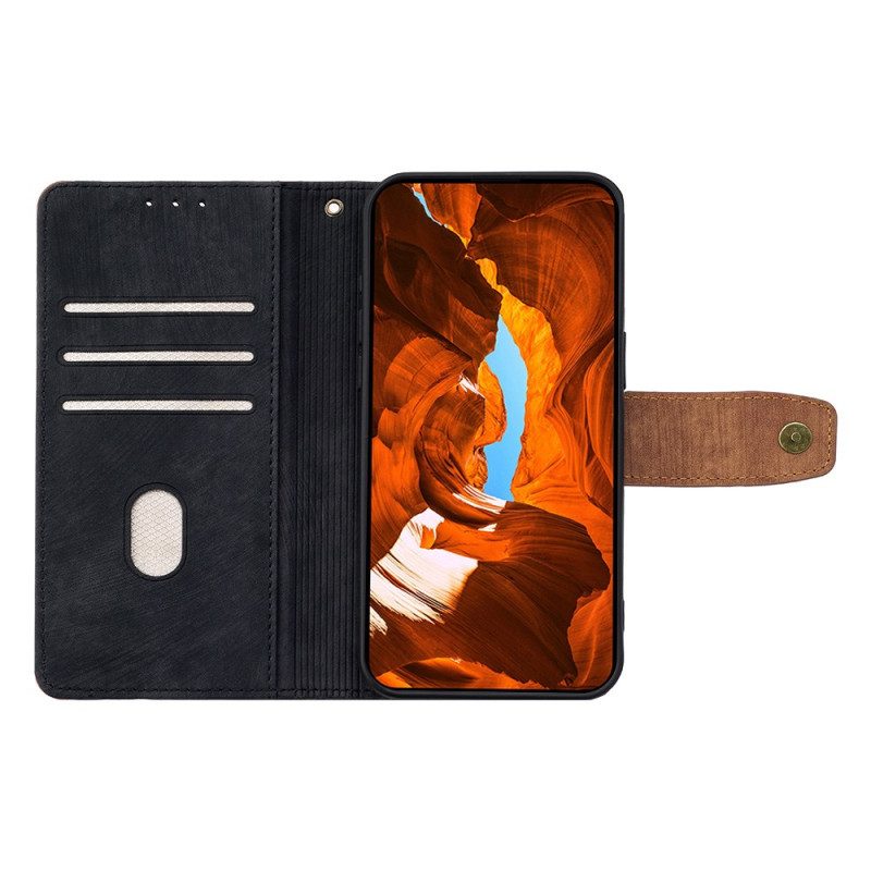 Nahkakotelo Xiaomi Redmi Note 14 Pro 4g Rfid-estävä Kaksivärinen Mokkanahkakuvio