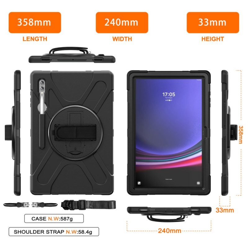 Kuori Samsung Galaxy Tab S10 Ultra Kolminkertainen Suojaushihna Ja Jalusta