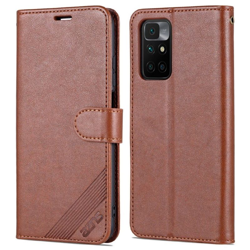 Flip Case Xiaomi Redmi 10 Hemming Azns Keinonahka