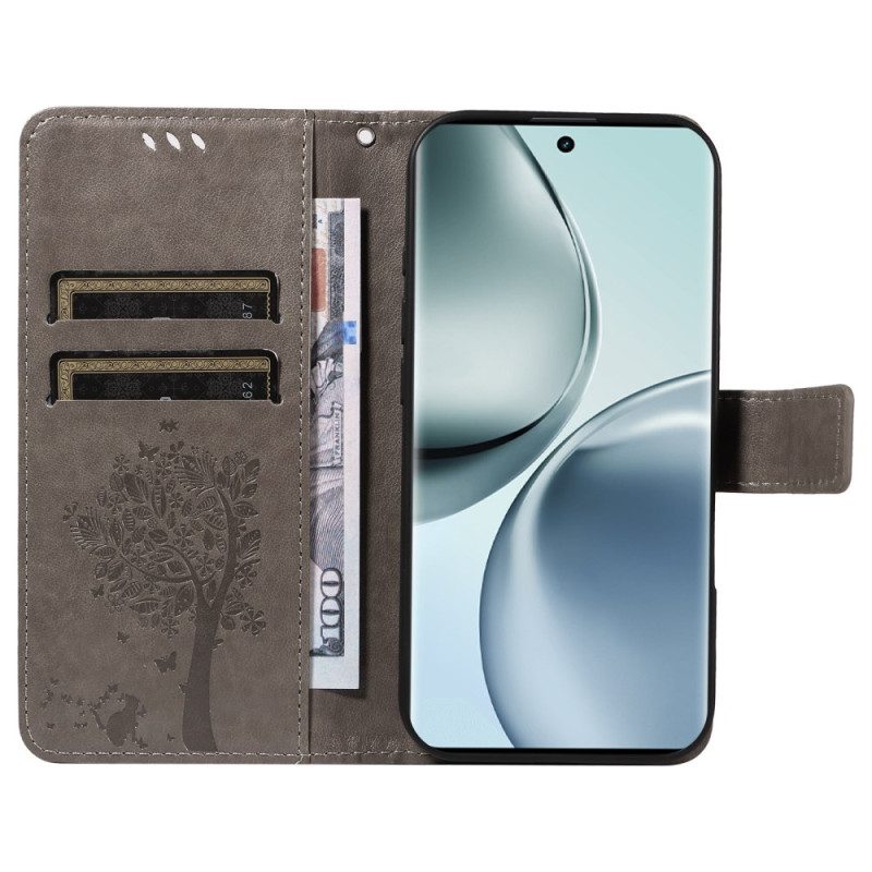 Nahkakotelo Realme 14 Pro 5g Puu Ja Kissa