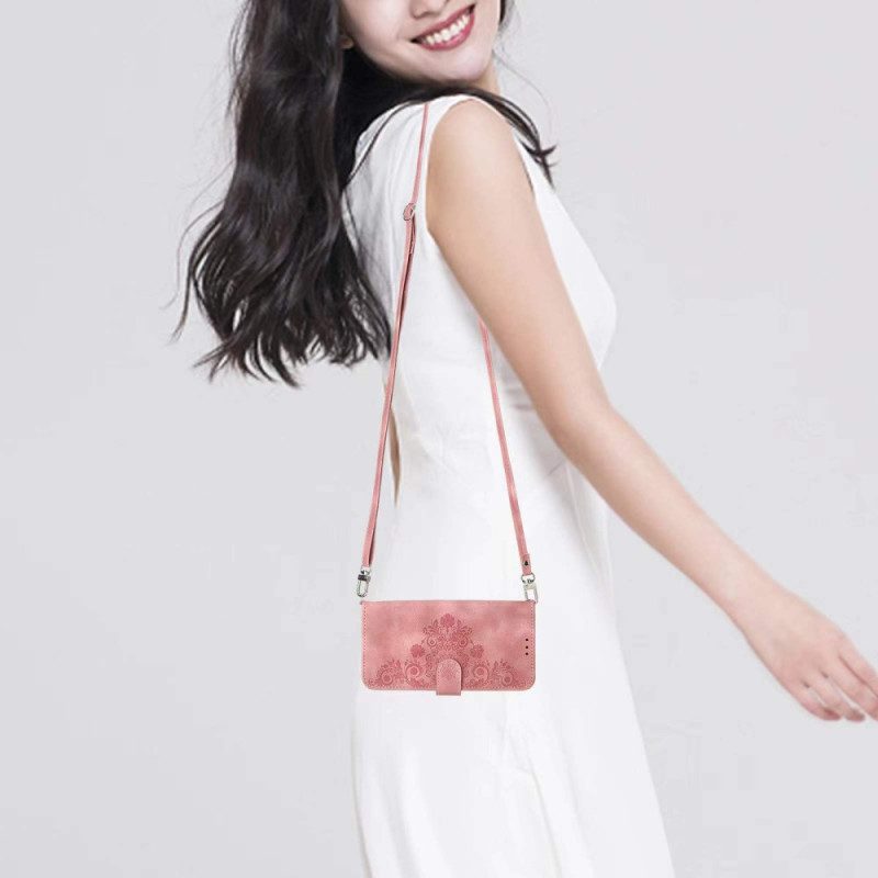 Nahkakotelo Oppo Reno 13 Pro 5g Kukkakuvio Olkahihnalla