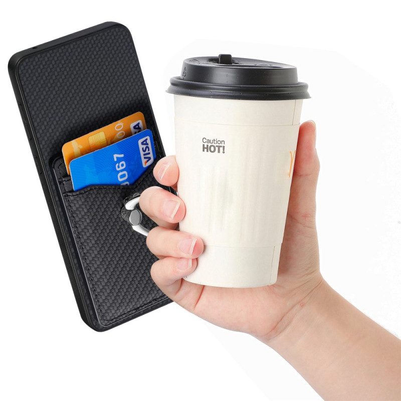 Kuori Samsung Galaxy S25 5g Edge Hiilikuituinen Korttikotelo Ja Rengasteline Suojakuori