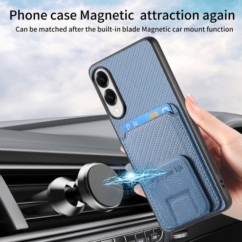 Kuori Samsung Galaxy S25 5g Edge Hiilikuitutekstuurilla Varustettu Korttikotelo Ja Integroitu Jalusta