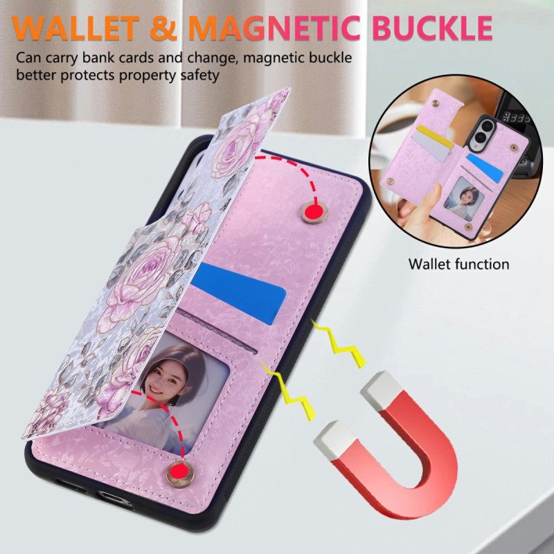 Kuori Samsung Galaxy S25 5g Edge Kukkakuvioinen Korttikotelo