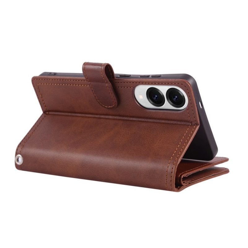 Nahkakotelo Samsung Galaxy S25 5g Edge Magneettinen Lompakko Ja Kaulanauha