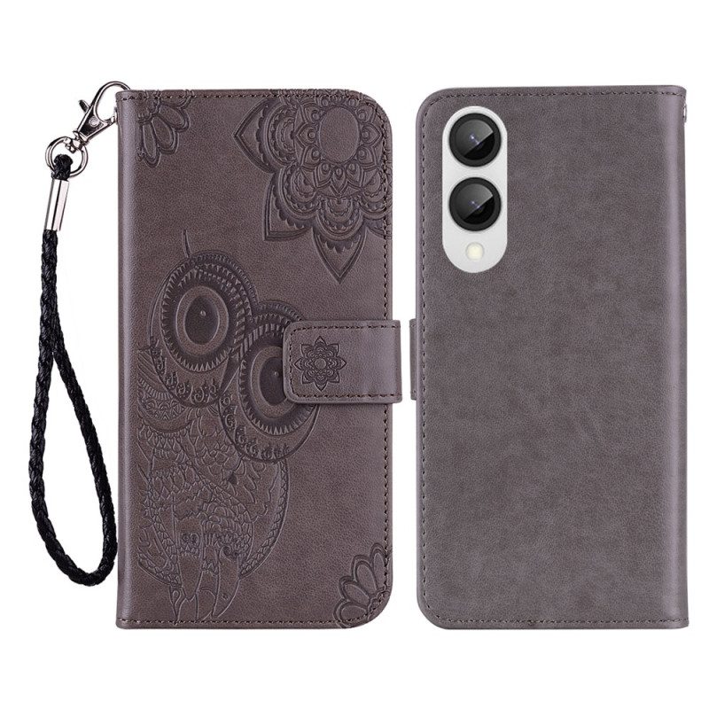 Nahkakotelo Samsung Galaxy S25 5g Edge Pöllöt Ja Hihna