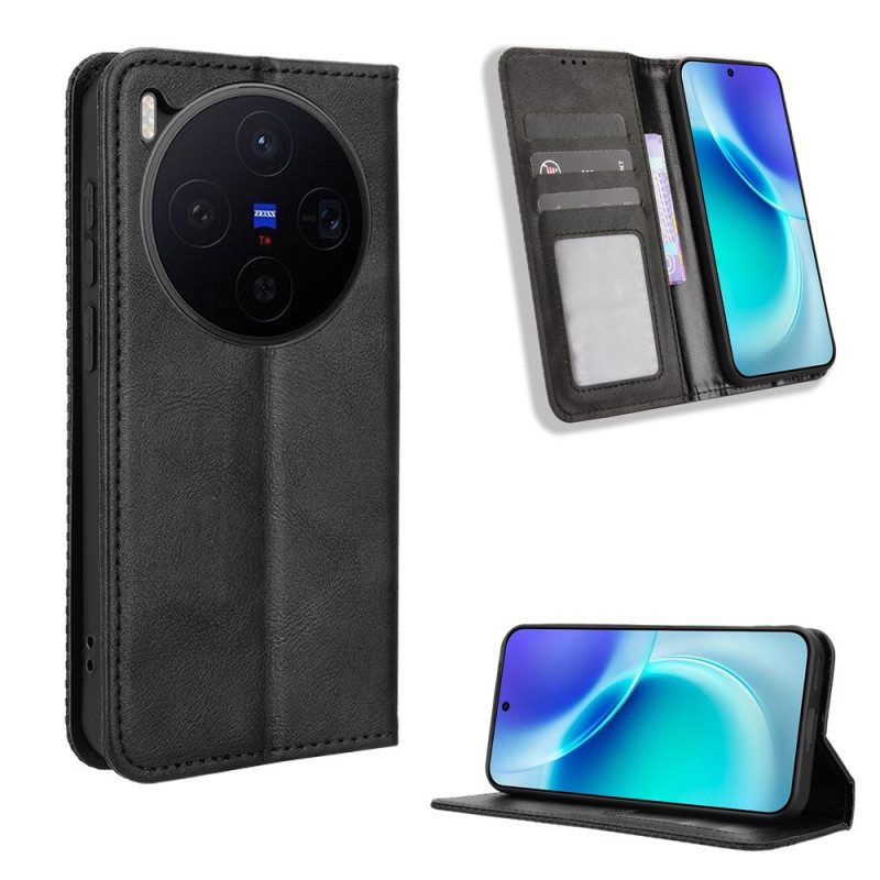 Nahkakotelo Vivo X300 Vintage-reunus