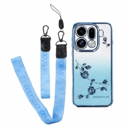 Kuori Oppo Find X9 Pro 5g Hihnoilla Koristeltuja Kukkia Ja Strasseja Suojakuori