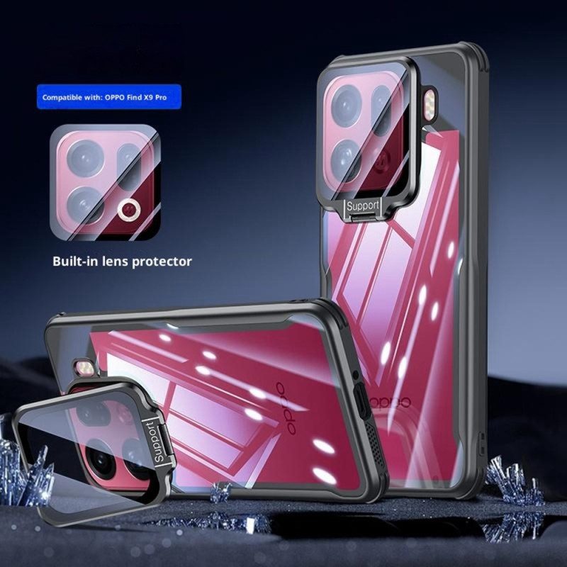 Kuori Oppo Find X9 Pro 5g Kirkas Jalustalla Ja Kamerasuojalla