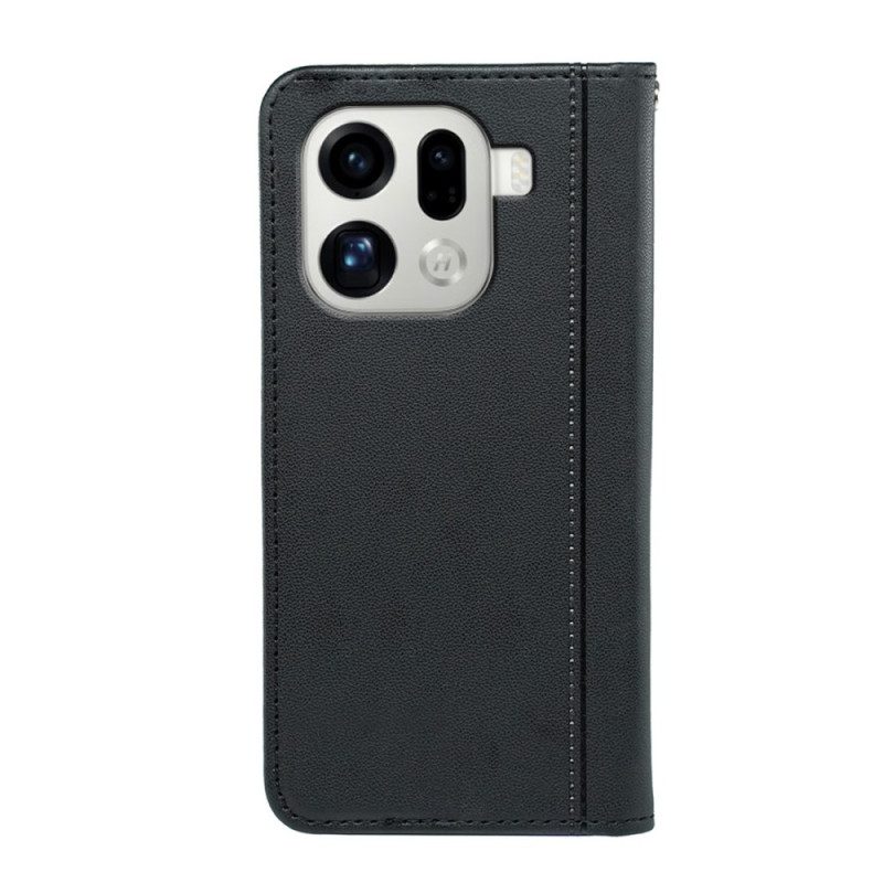 Nahkakotelo Oppo Find X9 Pro 5g Reunus Hihnalla Suojakuori