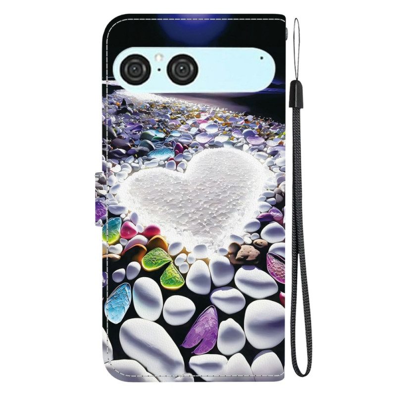 Nahkakotelo Sony Xperia 10 Vii Valkoinen Sydän