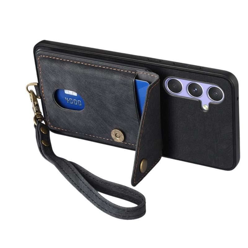 Case Samsung Galaxy A17 4g / 5g Puhelinkuoret Mokkanahkakuvio Korttikotelolla Ja Nauhalla