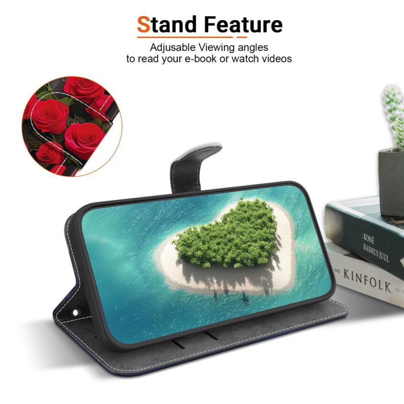 Nahkakotelo Samsung Galaxy A17 4g / 5g Kultainen Ja Helmiperhonen