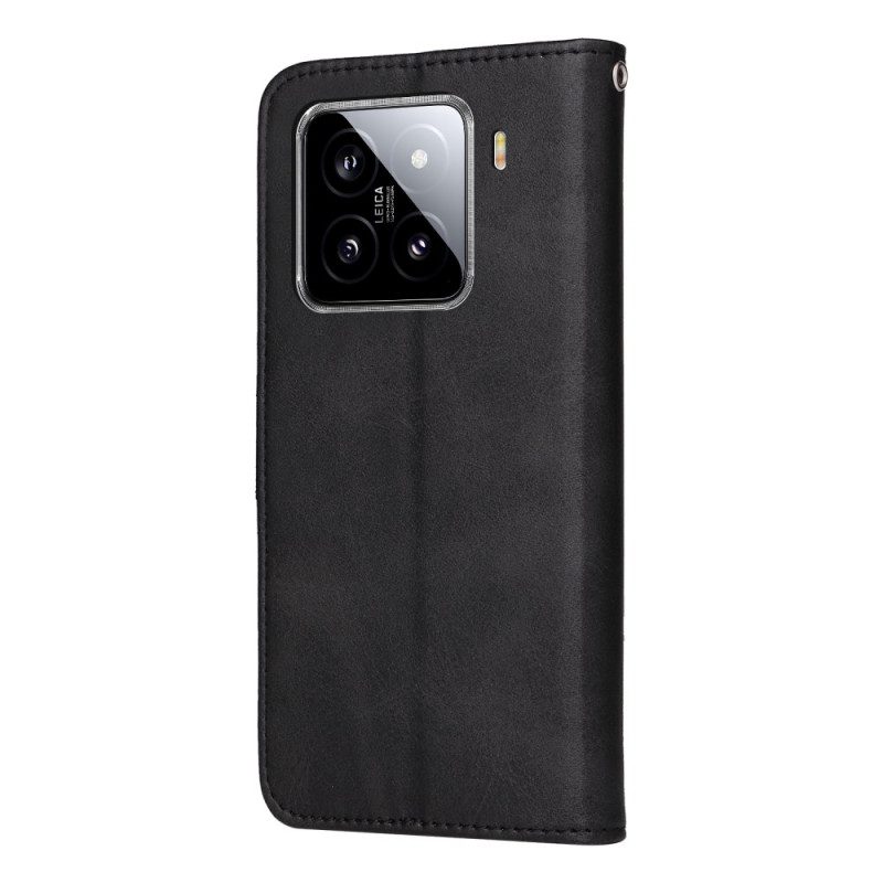 Kotelot Xiaomi 15 Puhelinkuoret Yksivärinen Nahkakuvioinen Hihna