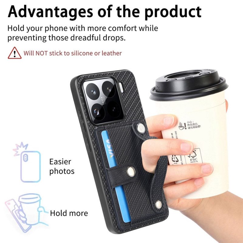 Kuori Xiaomi 15 Hiilikuituinen Korttikotelo Ja Hihna Suojakuori