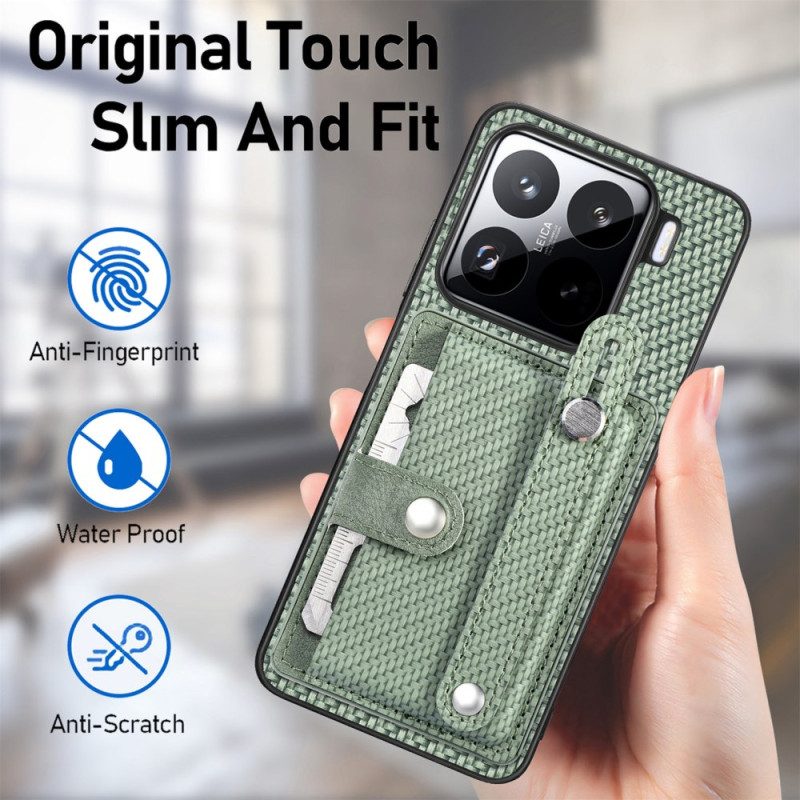 Kuori Xiaomi 15 Hiilikuituinen Korttikotelo Ja Hihna Suojakuori