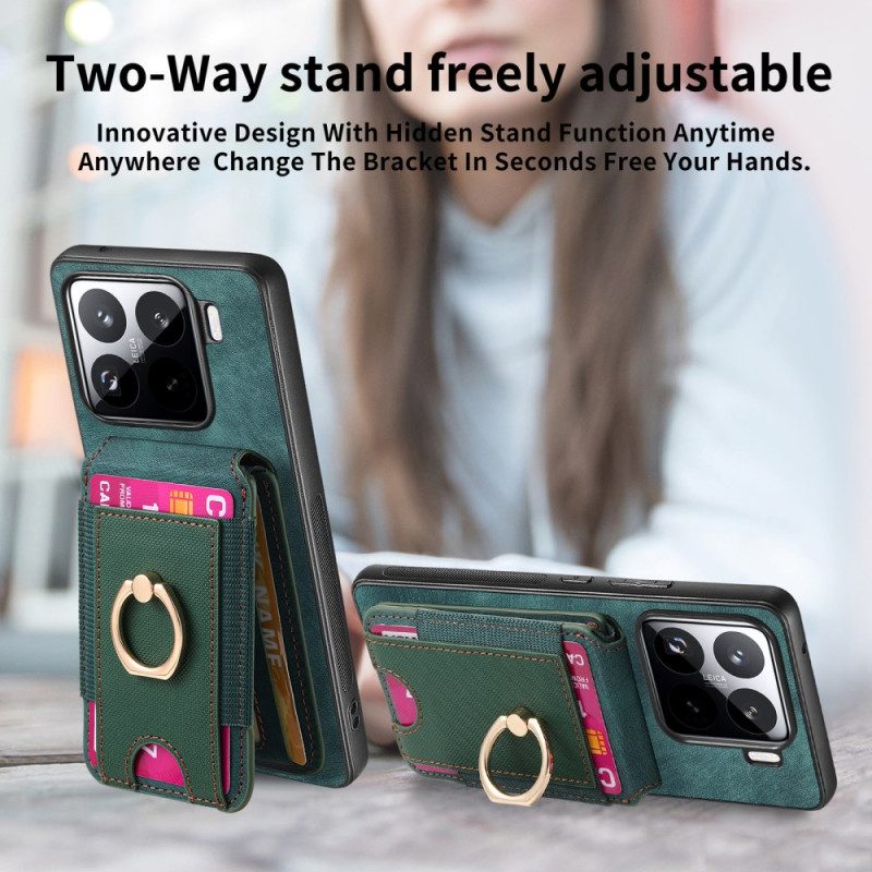 Kuori Xiaomi 15 Mokkanahkamainen Irrotettava Korttikotelo Ja Teline