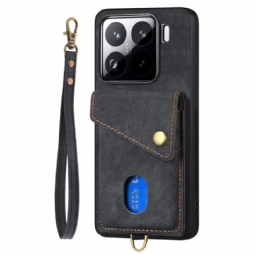 Kuori Xiaomi 15 Mokkanahkamainen Korttikotelo Ja Hihna