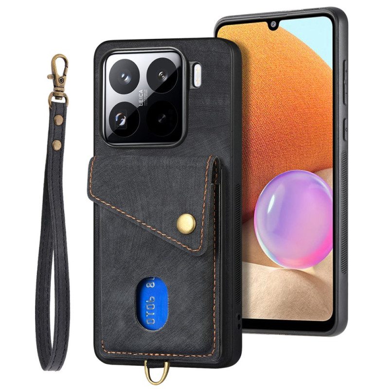 Kuori Xiaomi 15 Mokkanahkamainen Korttikotelo Ja Hihna