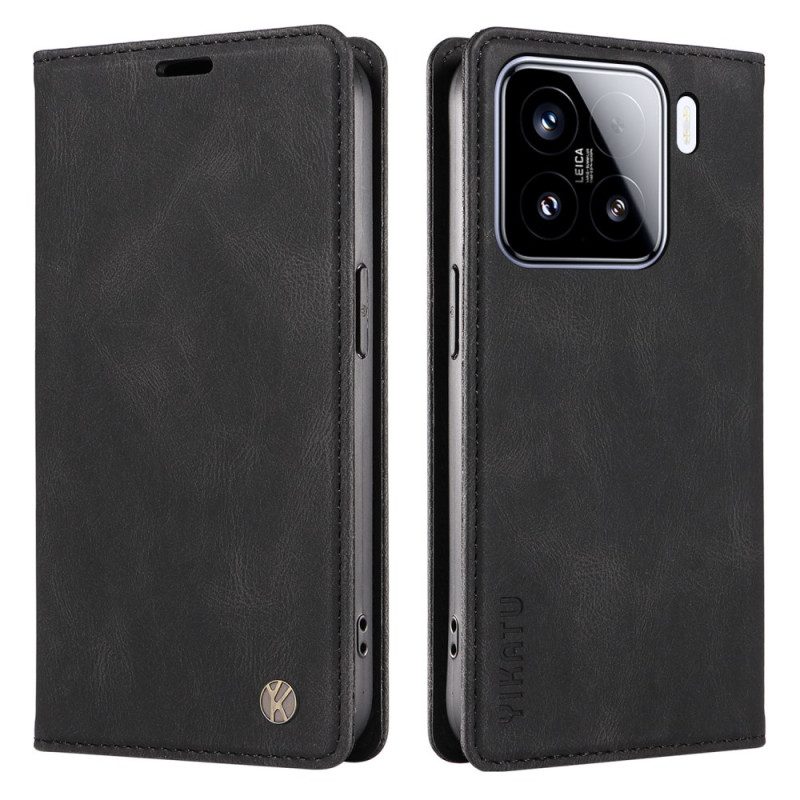 Nahkakotelo Xiaomi 15 Yikatu Mokkanahkaefekti