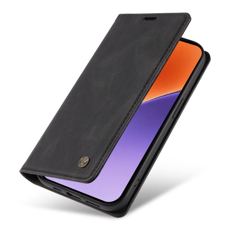 Nahkakotelo Xiaomi 15 Yikatu Mokkanahkaefekti