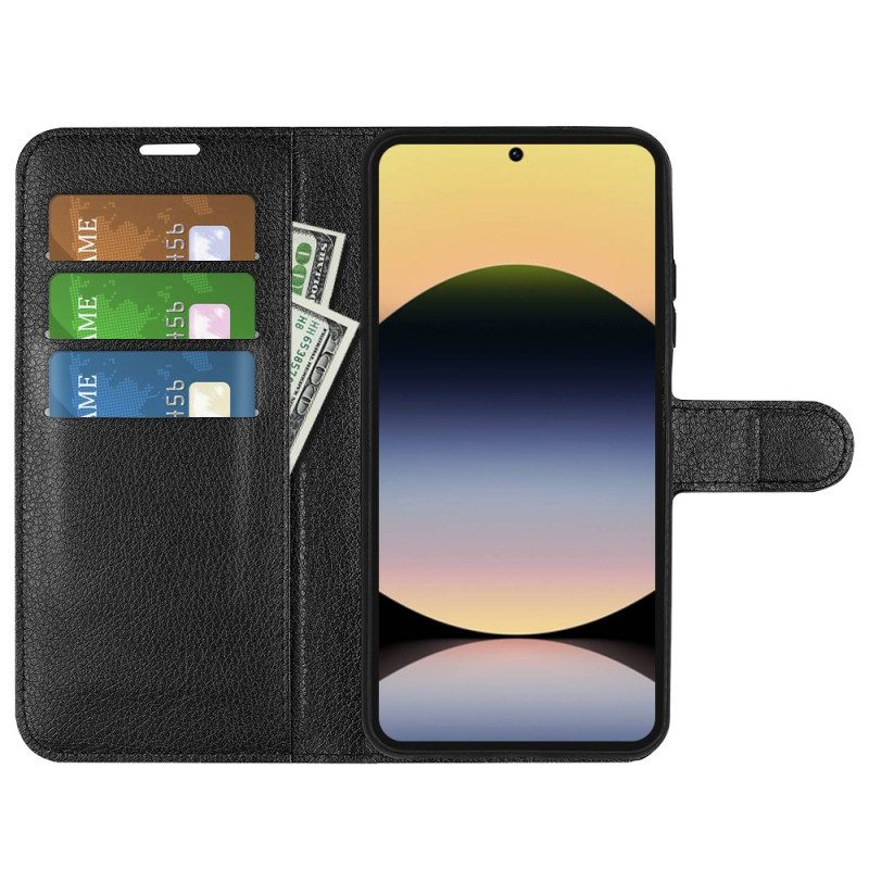 Kotelot Xiaomi Redmi Note 14s Klassinen Litsikuvioinen Tekonahka Suojakuori