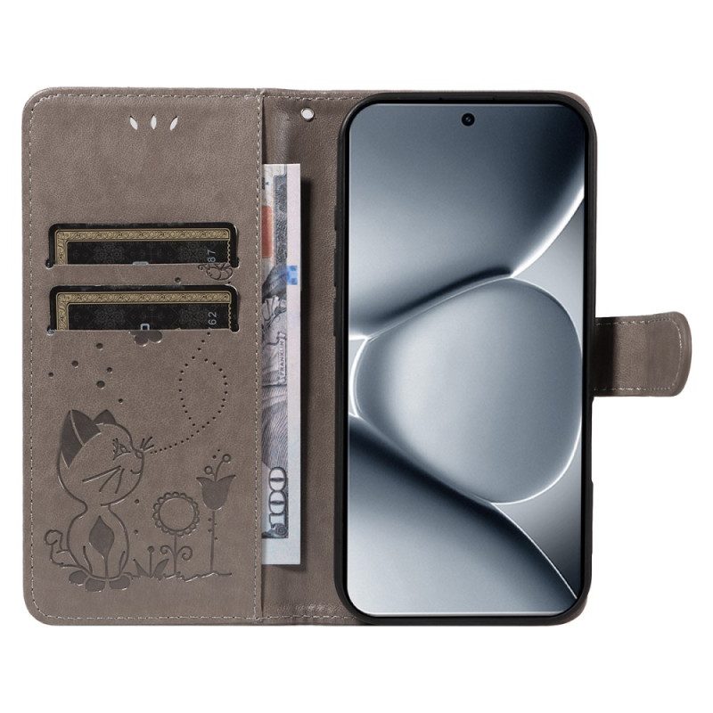 Kotelot Xiaomi Redmi Note 15 Pro Plus 5g Kissa Ja Mehiläinen -kuvio Suojakuori