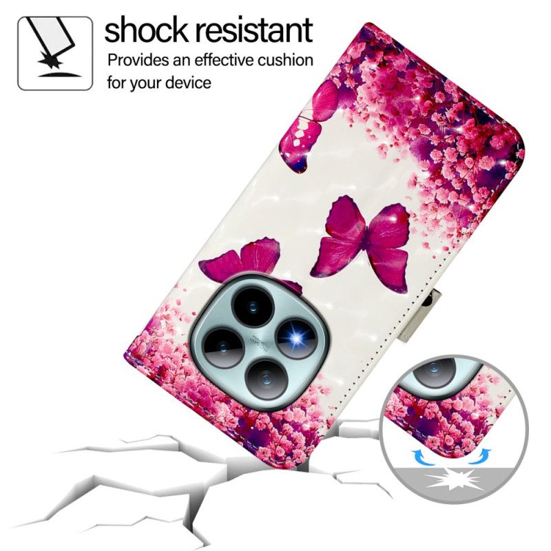 Kotelot Xiaomi Redmi Note 15 Pro Plus 5g Vaaleanpunaiset Perhoset